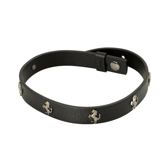 Scuderia Ferrari Black Double Coil Hypersonic 100% Leather Bracelet - Picture 1 of 3